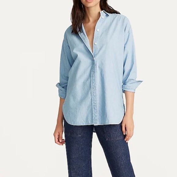 J. Crew Relaxed fit chambray shirt AY331 Blue 2 - Picture 1 of 6